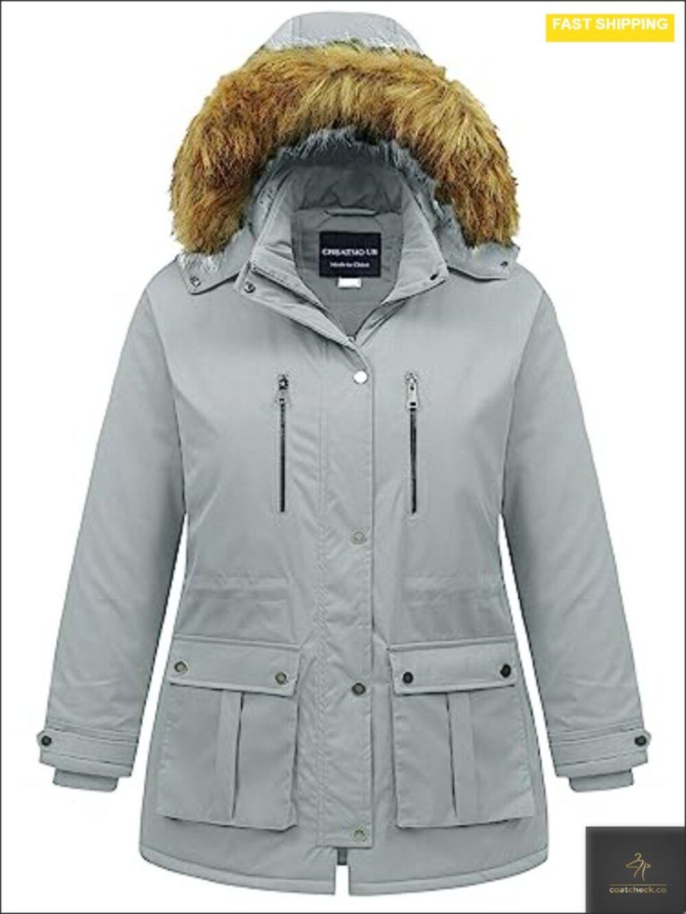 Women's Plus Size Waterproof Long Puffer Jacket Winter Parka with Detachable